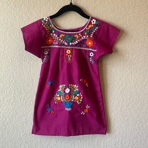 Authentic Mexican handmade plum stitched Sun dress
